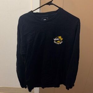 Vans Navy Blue Long Sleeve Tee with Yellow Palm Design